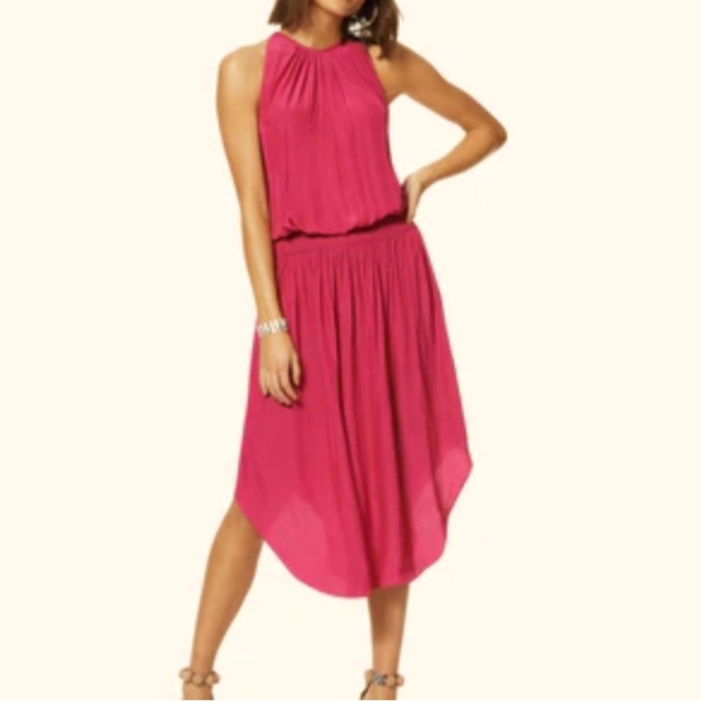 Ramy Brook Audrey Smocked Midi Dress - Pink (Small)